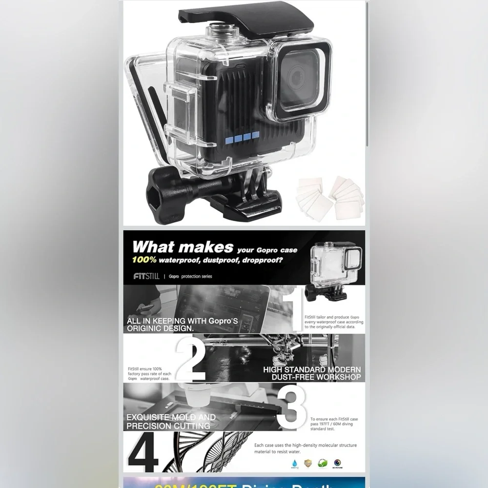 Black and Clear Underwater Diving Housing for GoPro Hero4K